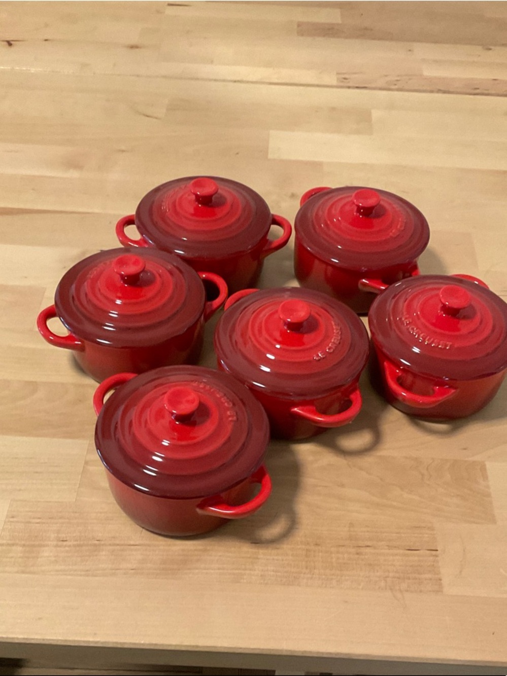 Le Creuset Bright Red Mini Round Cocottes - Set of 6